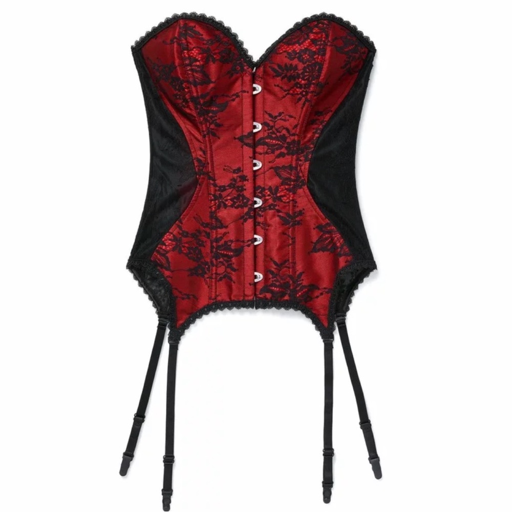Adore Me Red and Black Lace Bustier